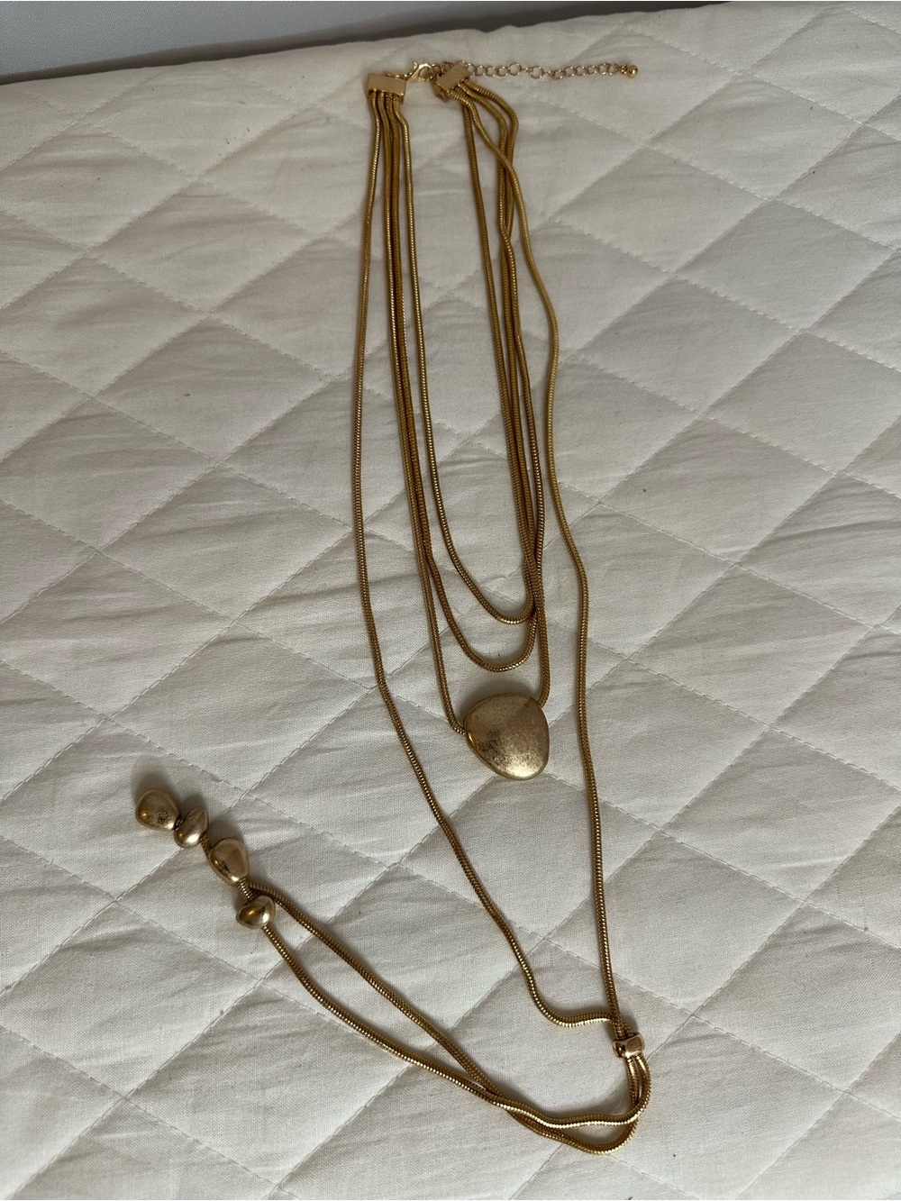 Gold Tone Long Layered Heart Pendant Necklace - Women Jewelry - Picture 5 of 7